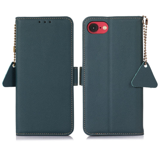 For iPhone 16e Side-Magnetic TJ Genuine Leather RFID Phone Case(Green) - iPhone 16e Cases by PMC Jewellery | Online Shopping South Africa | PMC Jewellery | Buy Now Pay Later Mobicred