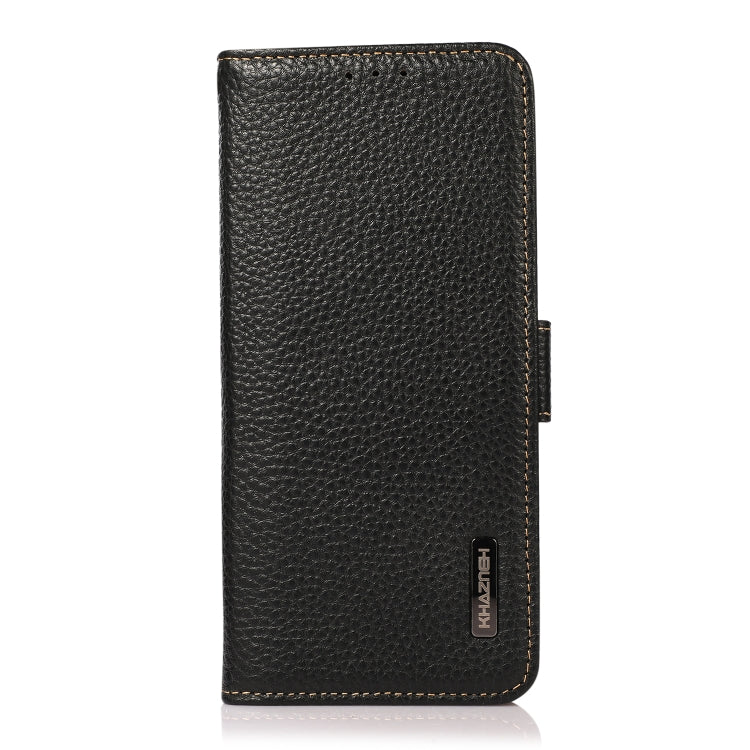 For iPhone 16 KHAZNEH Side-Magnetic Litchi Genuine Leather RFID Case(Black) - iPhone 16 Cases by PMC Jewellery | Online Shopping South Africa | PMC Jewellery | Buy Now Pay Later Mobicred