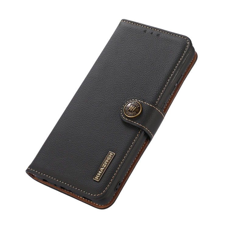 For iPhone 16 Pro KHAZNEH Custer Genuine Leather RFID Phone Case(Black) - iPhone 16 Pro Cases by PMC Jewellery | Online Shopping South Africa | PMC Jewellery | Buy Now Pay Later Mobicred