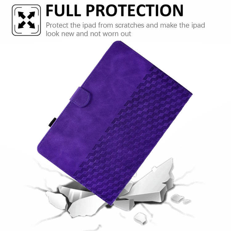 For iPad Pro 11 2024 Rhombus Embossed Leather Tablet Case(Purple) - iPad Pro 11 2024 Cases by PMC TechLife | Online Shopping South Africa | PMC TechLife | Buy Now Pay Later Mobicred