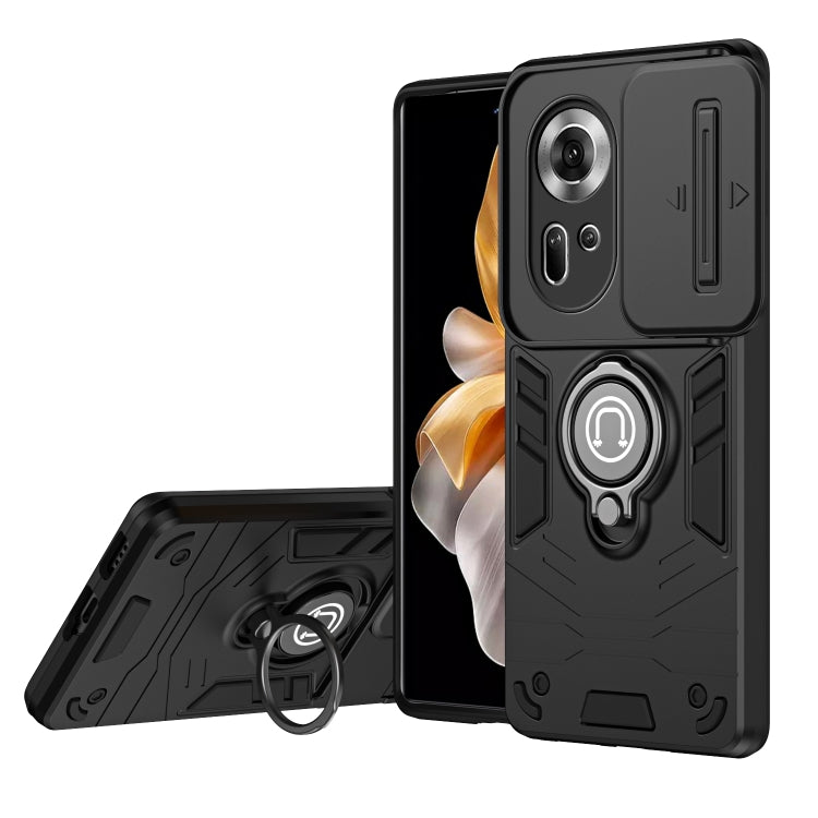For OPPO Reno11 Global Camshield Ring Holder Phone Case(Black) - Reno11 Cases by PMC TechLife | Online Shopping South Africa | PMC TechLife | Buy Now Pay Later Mobicred