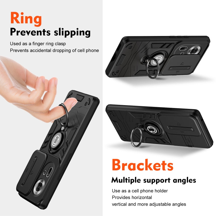 For OPPO Reno11 Global Camshield Ring Holder Phone Case(Black) - Reno11 Cases by PMC TechLife | Online Shopping South Africa | PMC TechLife | Buy Now Pay Later Mobicred