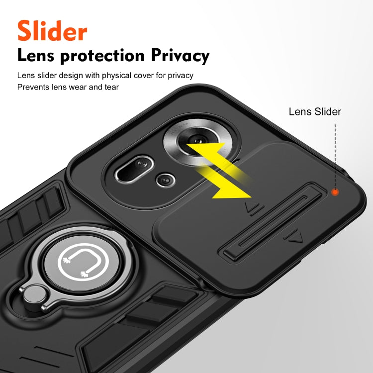 For OPPO Reno11 Global Camshield Ring Holder Phone Case(Black) - Reno11 Cases by PMC TechLife | Online Shopping South Africa | PMC TechLife | Buy Now Pay Later Mobicred