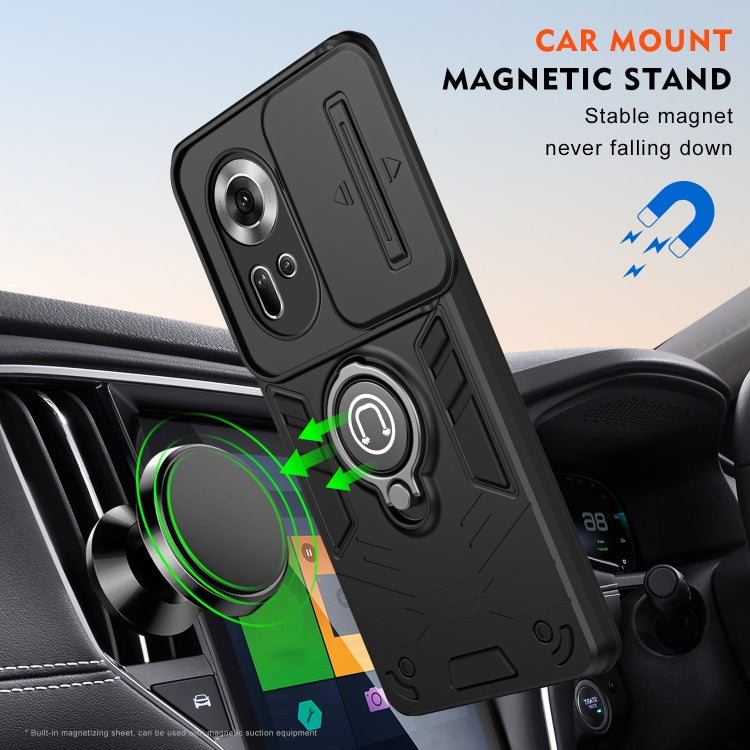 For OPPO Reno11 Global Camshield Ring Holder Phone Case(Black) - Reno11 Cases by PMC TechLife | Online Shopping South Africa | PMC TechLife | Buy Now Pay Later Mobicred