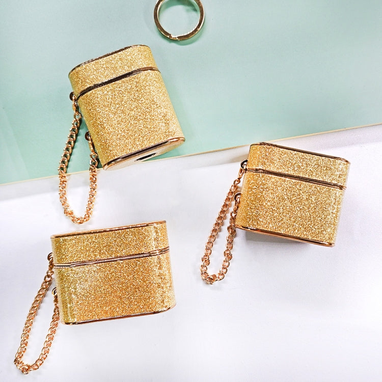 For AirPods 2 / 1 Cylindrical Glitter Leather Texture Bluetooth Earphone Protective Case(Gold) - For AirPods 1/2 by PMC Jewellery | Online Shopping South Africa | PMC Jewellery | Buy Now Pay Later Mobicred