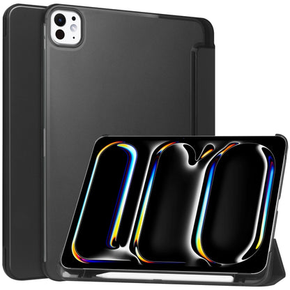 For iPad Pro 13 2024 3-fold Semi-transparent Frosted Smart Leather Tablet Case(Black) - iPad Pro 13 2024 Cases by PMC Jewellery | Online Shopping South Africa | PMC Jewellery | Buy Now Pay Later Mobicred