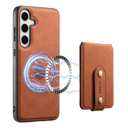 For Samsung Galaxy S24 5G Denior D14 NK Retro Pattern MagSafe Magnetic Card Holder Leather Phone Case(Brown) - Galaxy S24 5G Cases by Denior | Online Shopping South Africa | PMC Jewellery | Buy Now Pay Later Mobicred