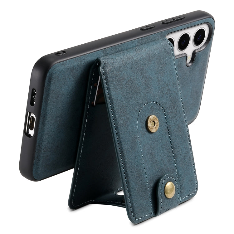 For Samsung Galaxy S24 5G Denior D14 NK Retro Pattern MagSafe Magnetic Card Holder Leather Phone Case(Blue) - Galaxy S24 5G Cases by Denior | Online Shopping South Africa | PMC Jewellery | Buy Now Pay Later Mobicred