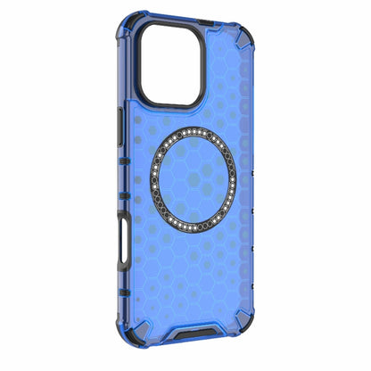 For iPhone 16 Pro Max Honeycomb Magnetic Ring Shockproof Phone Case(Blue) - iPhone 16 Pro Max Cases by PMC Jewellery | Online Shopping South Africa | PMC Jewellery | Buy Now Pay Later Mobicred