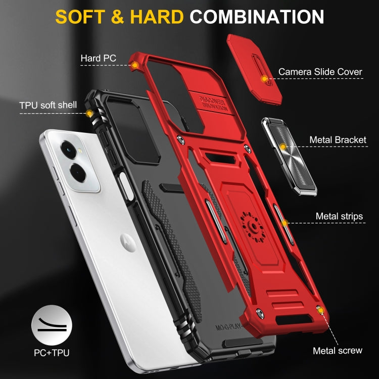 For Motorola Moto G Play 5G 2024 Armor PC + TPU Camera Shield Phone Case(Red) - Motorola Cases by PMC Jewellery | Online Shopping South Africa | PMC Jewellery | Buy Now Pay Later Mobicred