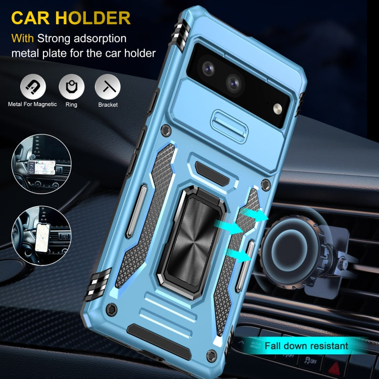 For Google Pixel 9/9 Pro Armor PC + TPU Camera Shield Phone Case(Light Blue) - Google Cases by PMC TechLife | Online Shopping South Africa | PMC TechLife | Buy Now Pay Later Mobicred