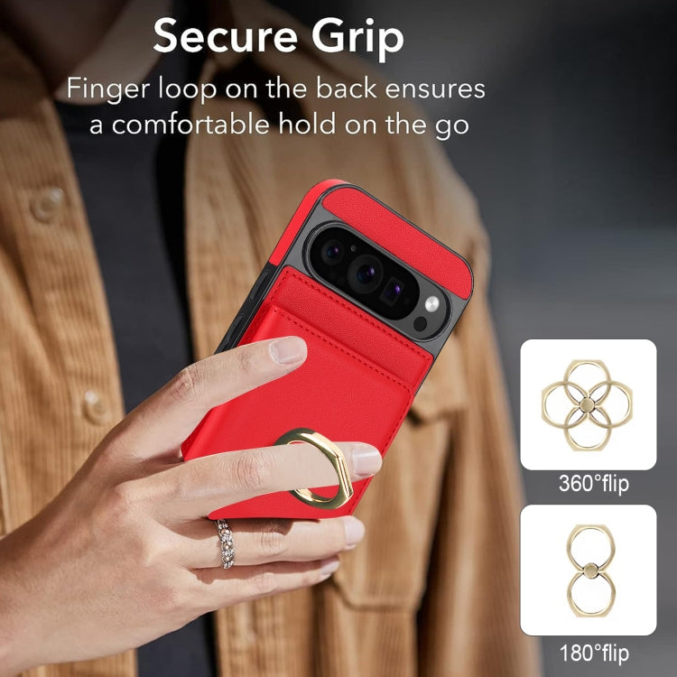 For Google Pixel 9 RFID Anti-theft Card Ring Holder Phone Case(Red) - Google Cases by PMC Jewellery | Online Shopping South Africa | PMC Jewellery | Buy Now Pay Later Mobicred