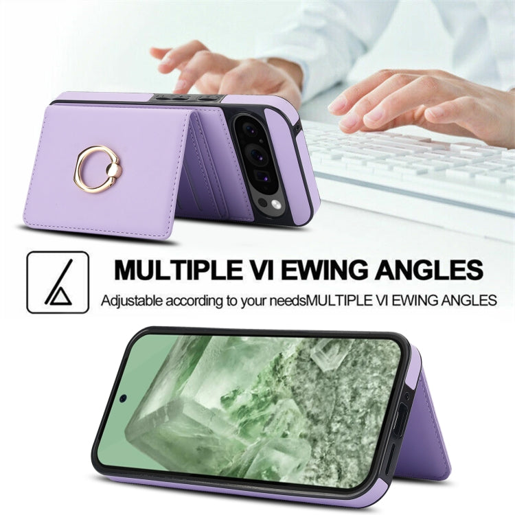 For Google Pixel 9 RFID Anti-theft Card Ring Holder Phone Case(Purple) - Google Cases by PMC TechLife | Online Shopping South Africa | PMC TechLife | Buy Now Pay Later Mobicred