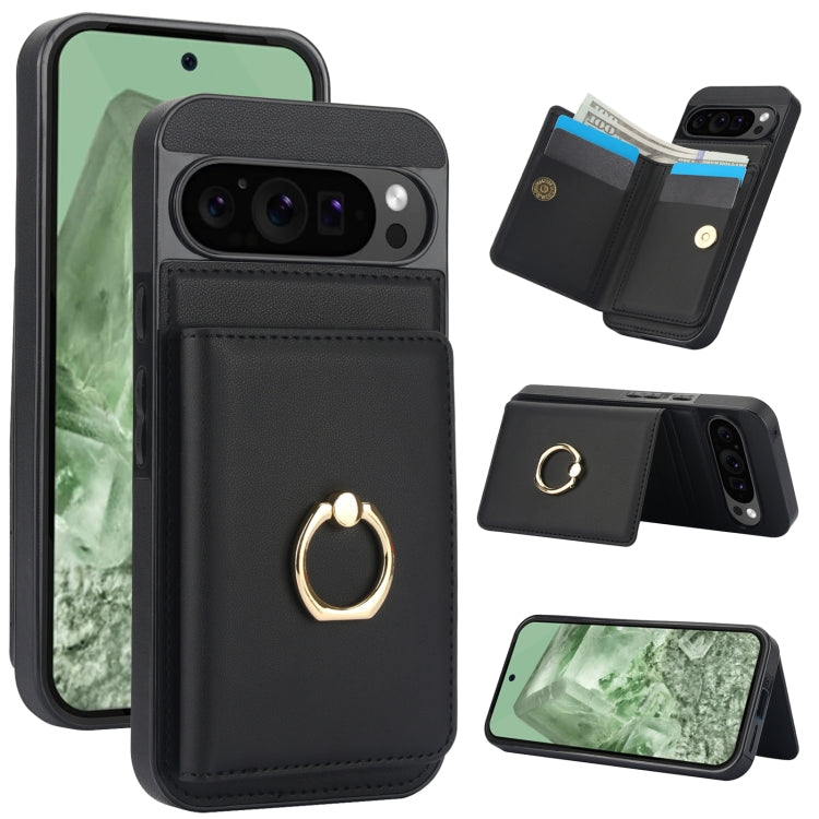 For Google Pixel 9 Pro XL RFID Anti-theft Card Ring Holder Phone Case(Black) - Google Cases by PMC Jewellery | Online Shopping South Africa | PMC Jewellery | Buy Now Pay Later Mobicred