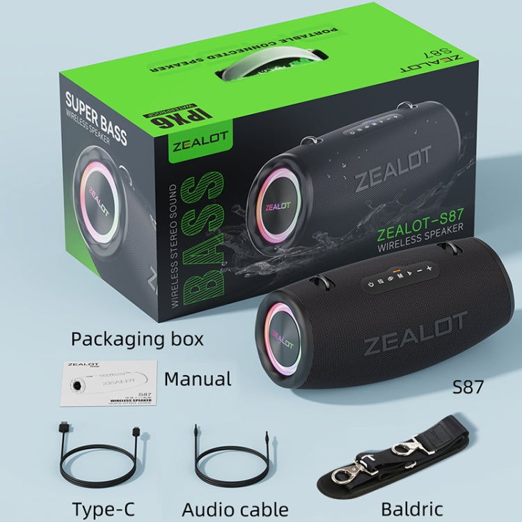 Zealot S87 80W Portable Outdoor Bluetooth Speaker with RGB Light(Grey) - Waterproof Speaker by ZEALOT | Online Shopping South Africa | PMC Jewellery | Buy Now Pay Later Mobicred