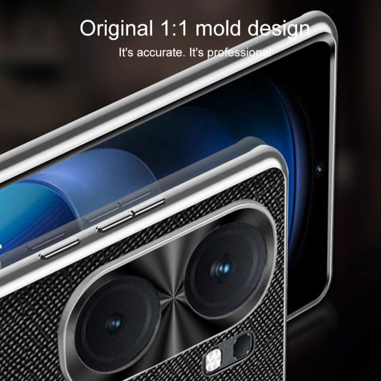 For vivo iQOO 12 Pro Silver Edge Cross Texture PU Leather Phone Case(Sapphire Blue) - iQOO 12 Pro Cases by PMC TechLife | Online Shopping South Africa | PMC TechLife | Buy Now Pay Later Mobicred