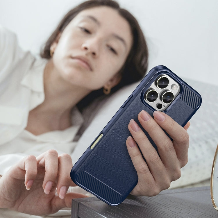 For iPhone 16 Pro Max Brushed Texture Carbon Fiber TPU Phone Case(Blue) - iPhone 16 Pro Max Cases by PMC TechLife | Online Shopping South Africa | PMC TechLife | Buy Now Pay Later Mobicred