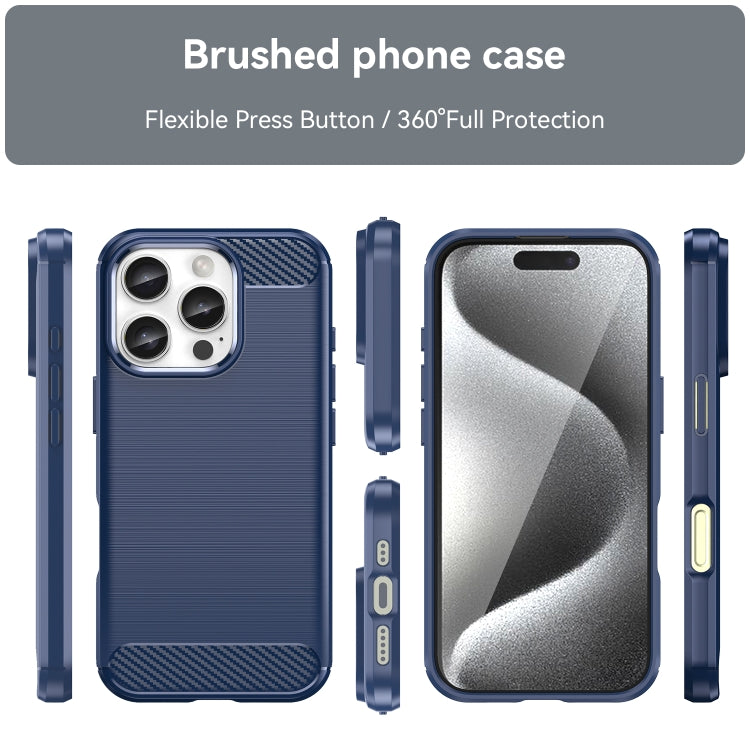 For iPhone 16 Pro Brushed Texture Carbon Fiber TPU Phone Case(Blue) - iPhone 16 Pro Cases by PMC Jewellery | Online Shopping South Africa | PMC Jewellery | Buy Now Pay Later Mobicred