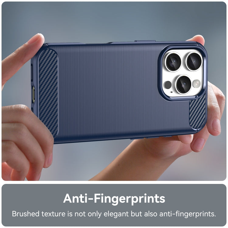For iPhone 16 Pro Brushed Texture Carbon Fiber TPU Phone Case(Blue) - iPhone 16 Pro Cases by PMC TechLife | Online Shopping South Africa | PMC TechLife | Buy Now Pay Later Mobicred