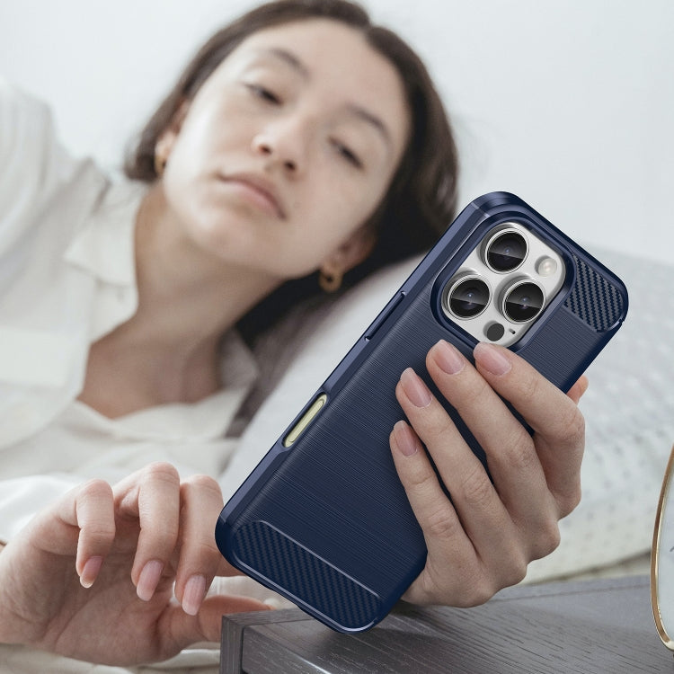 For iPhone 16 Pro Brushed Texture Carbon Fiber TPU Phone Case(Blue) - iPhone 16 Pro Cases by PMC TechLife | Online Shopping South Africa | PMC TechLife | Buy Now Pay Later Mobicred
