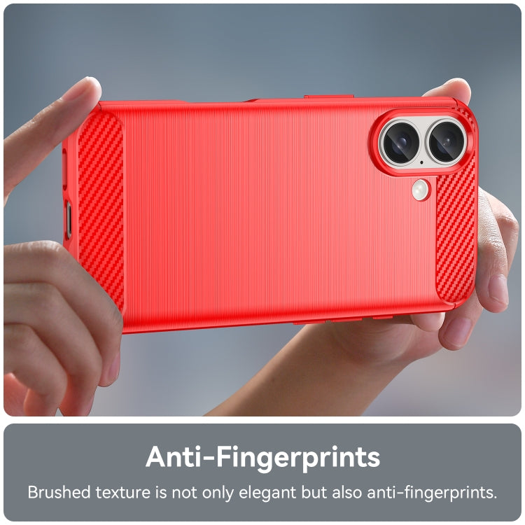 For iPhone 16 Brushed Texture Carbon Fiber TPU Phone Case(Red) - iPhone 16 Cases by PMC TechLife | Online Shopping South Africa | PMC TechLife | Buy Now Pay Later Mobicred