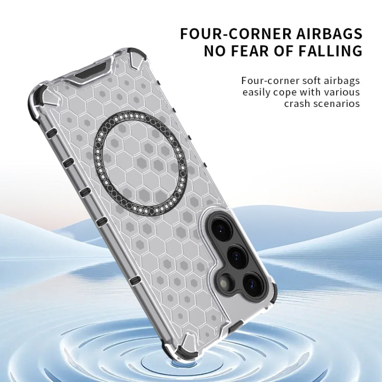 or Samsung Galaxy S25+ 5G Honeycomb Magnetic Ring Shockproof Phone Case(White) - Galaxy S25+ 5G Cases by PMC TechLife | Online Shopping South Africa | PMC TechLife | Buy Now Pay Later Mobicred