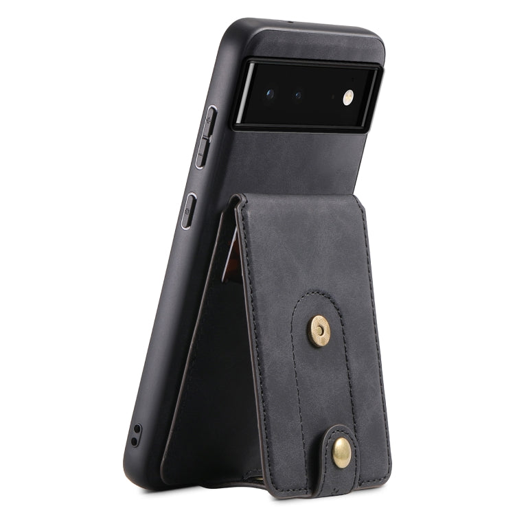 For Google Pixel 6 Denior D14 NK Retro Pattern MagSafe Magnetic Card Holder Leather Phone Case(Black) - Google Cases by Denior | Online Shopping South Africa | PMC TechLife | Buy Now Pay Later Mobicred