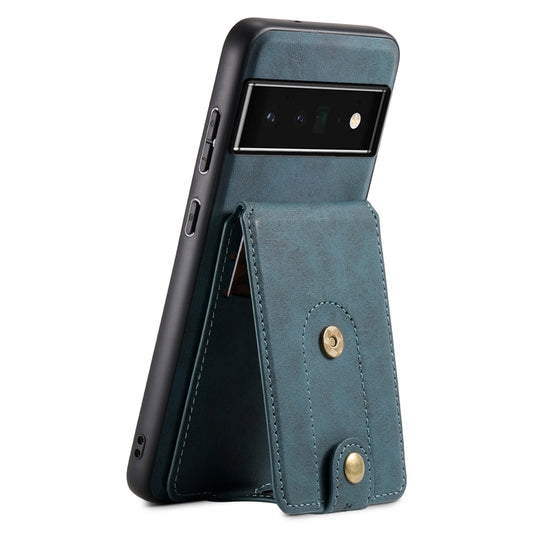 For Google Pixel 6 Pro Denior D14 NK Retro Pattern MagSafe Magnetic Card Holder Leather Phone Case(Blue) - Google Cases by Denior | Online Shopping South Africa | PMC Jewellery | Buy Now Pay Later Mobicred