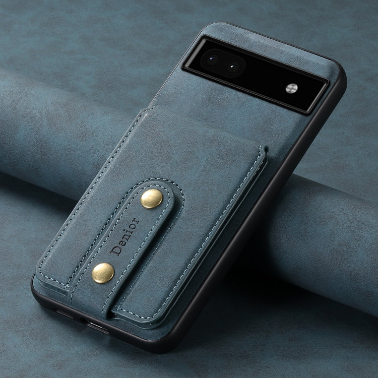 For Google Pixel 6a Denior D14 NK Retro Pattern MagSafe Magnetic Card Holder Leather Phone Case(Blue) - Google Cases by Denior | Online Shopping South Africa | PMC TechLife | Buy Now Pay Later Mobicred