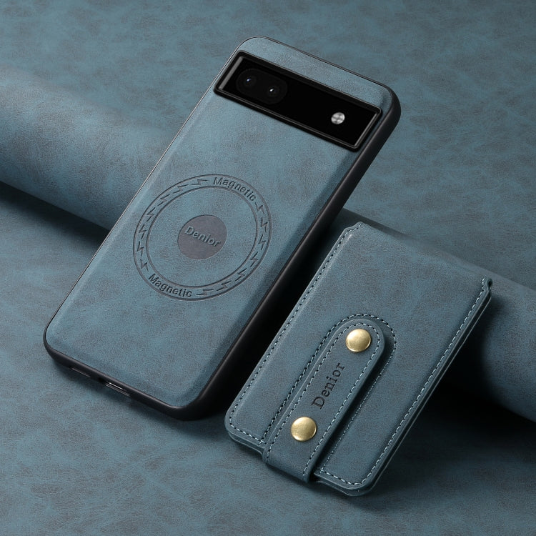 For Google Pixel 6a Denior D14 NK Retro Pattern MagSafe Magnetic Card Holder Leather Phone Case(Blue) - Google Cases by Denior | Online Shopping South Africa | PMC TechLife | Buy Now Pay Later Mobicred