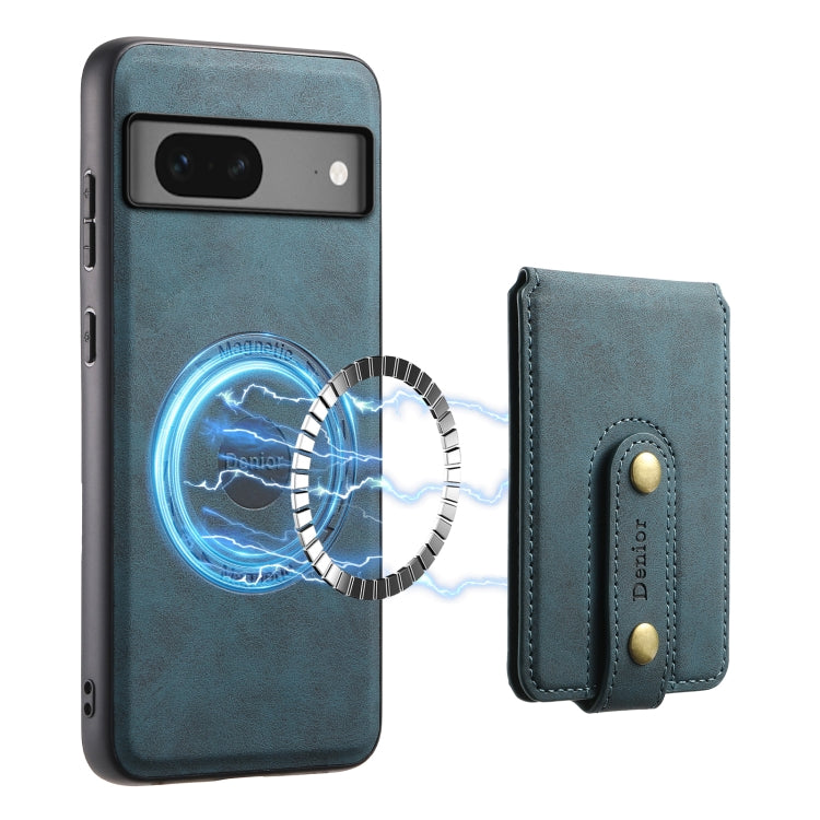 For Google Pixel 7 5G Denior D14 NK Retro Pattern MagSafe Magnetic Card Holder Leather Phone Case(Blue) - Google Cases by Denior | Online Shopping South Africa | PMC TechLife | Buy Now Pay Later Mobicred