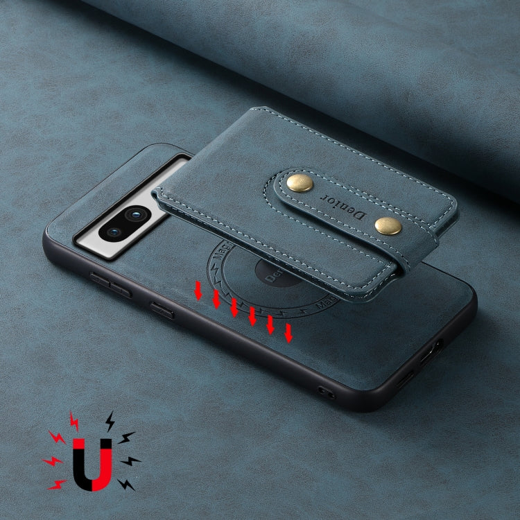 For Google Pixel 7a Denior D14 NK Retro Pattern MagSafe Magnetic Card Holder Leather Phone Case(Blue) - free shipping - PMC TechLife - Order now!