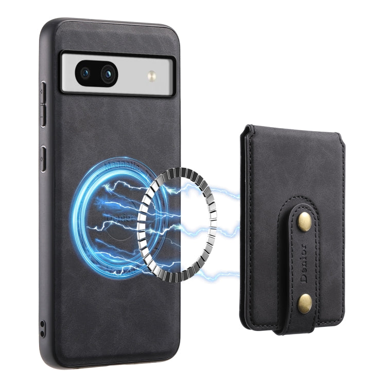 For Google Pixel 7a Denior D14 NK Retro Pattern MagSafe Magnetic Card Holder Leather Phone Case(Black) - Google Cases by Denior | Online Shopping South Africa | PMC TechLife | Buy Now Pay Later Mobicred