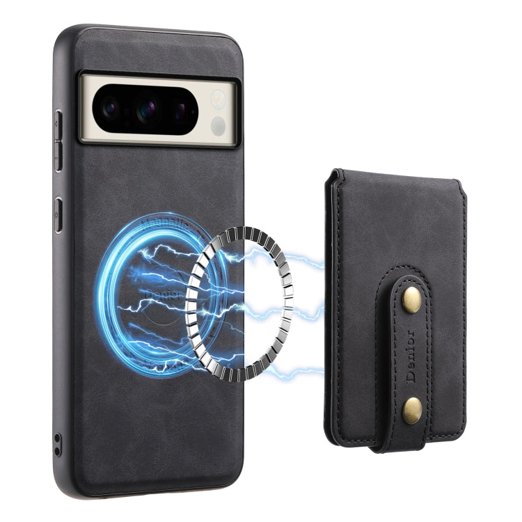 For Google Pixel 8 Pro Denior D14 NK Retro Pattern MagSafe Magnetic Card Holder Leather Phone Case(Black) - Google Cases by Denior | Online Shopping South Africa | PMC TechLife | Buy Now Pay Later Mobicred