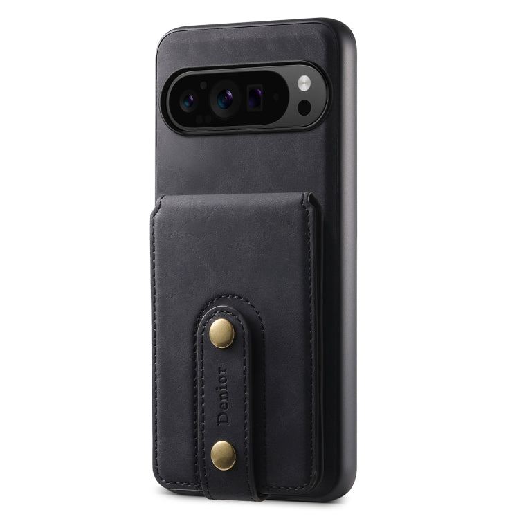 For Google Pixel 9 Pro Denior D14 NK Retro Pattern MagSafe Magnetic Card Holder Leather Phone Case(Black) - Google Cases by Denior | Online Shopping South Africa | PMC Jewellery | Buy Now Pay Later Mobicred