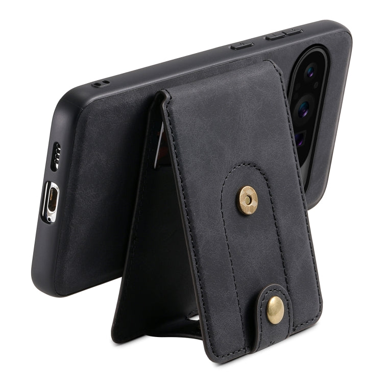 For Google Pixel 9 Pro Denior D14 NK Retro Pattern MagSafe Magnetic Card Holder Leather Phone Case(Black) - Google Cases by Denior | Online Shopping South Africa | PMC Jewellery | Buy Now Pay Later Mobicred