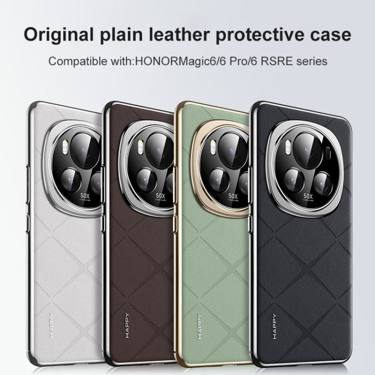 For Honor Magic6 Pro Plain Leather PC Phone Case(White) - Honor Cases by PMC Jewellery | Online Shopping South Africa | PMC Jewellery | Buy Now Pay Later Mobicred