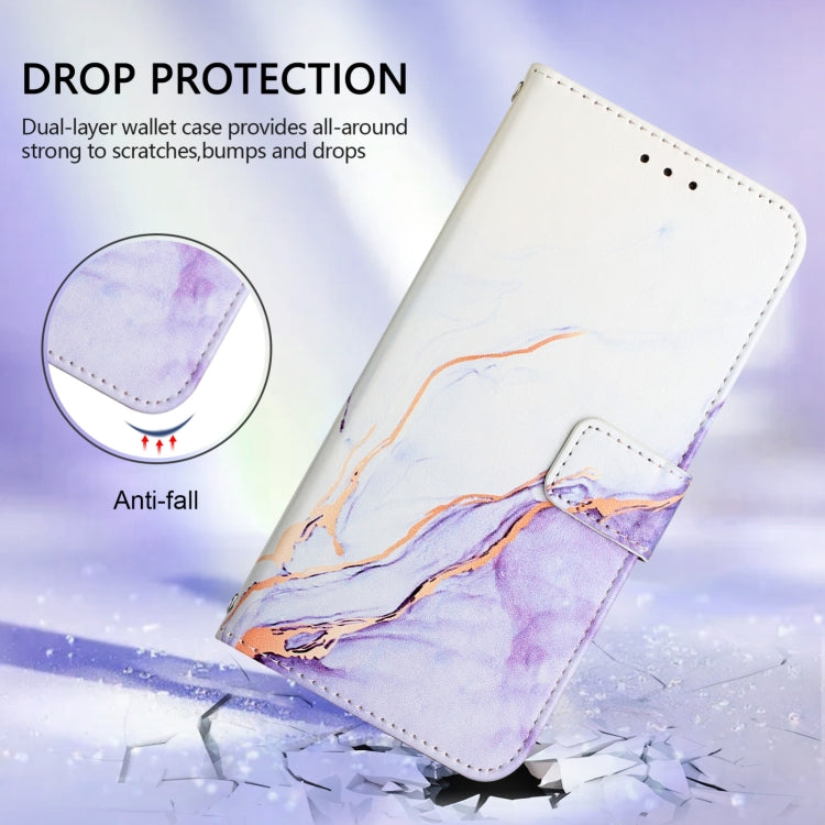 For Tecno Spark Go 2024 / Spark 20C PT003 Marble Pattern Flip Leather Phone Case(White Purple) - Tecno Cases by PMC Jewellery | Online Shopping South Africa | PMC Jewellery | Buy Now Pay Later Mobicred