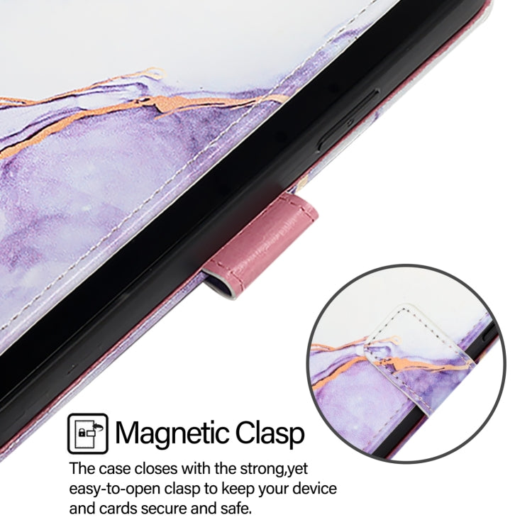 For Google Pixel 9 PT003 Marble Pattern Flip Leather Phone Case(White Purple) - Google Cases by PMC Jewellery | Online Shopping South Africa | PMC Jewellery | Buy Now Pay Later Mobicred