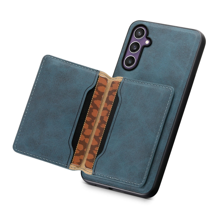 For Samsung Galaxy S24 5G Denior D13 Retro Texture Leather MagSafe Card Bag Phone Case(Blue) - Galaxy S24 5G Cases by Denior | Online Shopping South Africa | PMC Jewellery | Buy Now Pay Later Mobicred