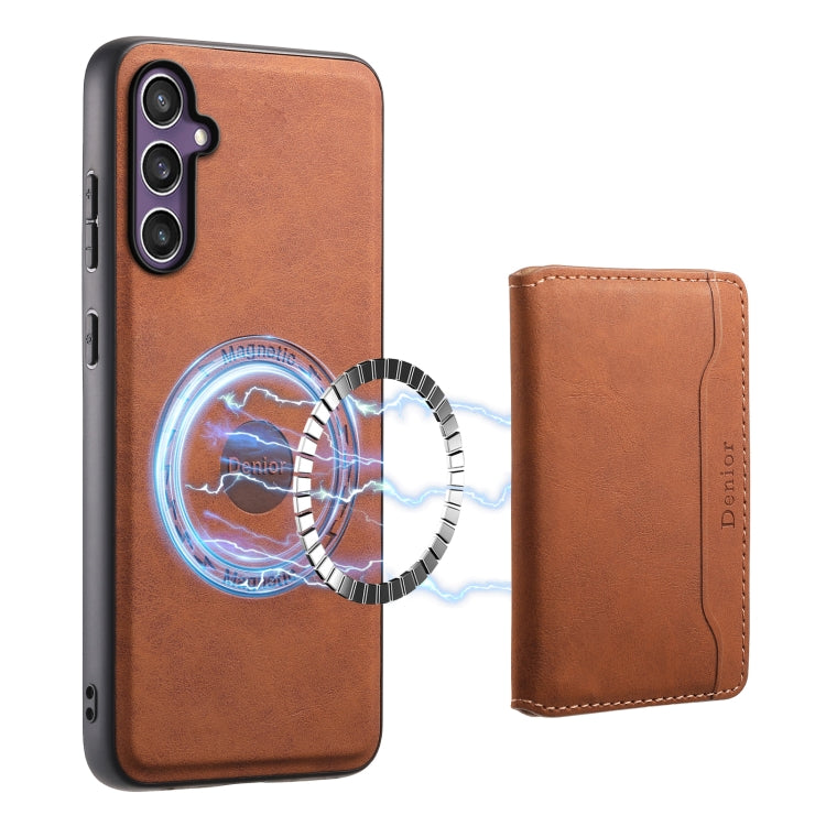 For Samsung Galaxy S24 5G Denior D13 Retro Texture Leather MagSafe Card Bag Phone Case(Brown) - Galaxy S24 5G Cases by Denior | Online Shopping South Africa | PMC Jewellery | Buy Now Pay Later Mobicred