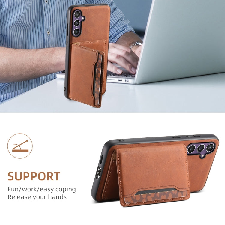 For Samsung Galaxy S24 5G Denior D13 Retro Texture Leather MagSafe Card Bag Phone Case(Brown) - Galaxy S24 5G Cases by Denior | Online Shopping South Africa | PMC Jewellery | Buy Now Pay Later Mobicred