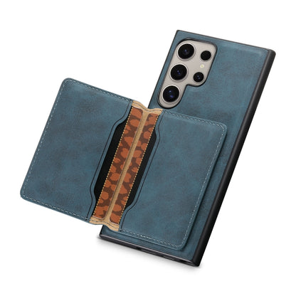 For Samsung Galaxy S24 Ultra 5G Denior D13 Retro Texture Leather MagSafe Card Bag Phone Case(Blue) - Galaxy S24 Ultra 5G Cases by Denior | Online Shopping South Africa | PMC Jewellery | Buy Now Pay Later Mobicred