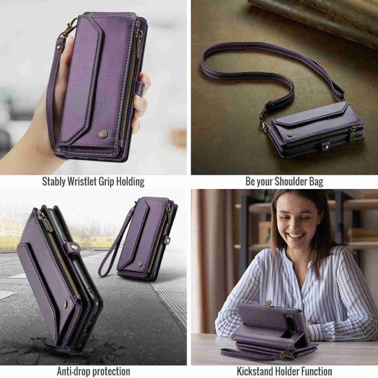 For Google Pixel 8 CaseMe C36 Card Slots Zipper Wallet RFID Anti-theft Leather Phone Case(Purple) - Google Cases by CaseMe | Online Shopping South Africa | PMC Jewellery | Buy Now Pay Later Mobicred