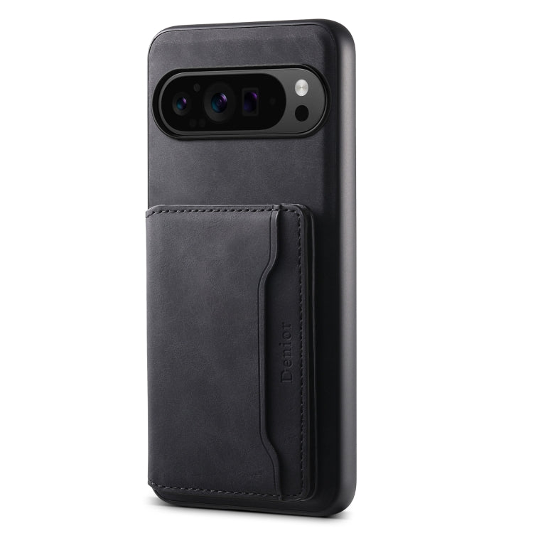 For Google Pixel 9 Pro Denior D13 Retro Texture Leather MagSafe Card Bag Phone Case(Black) - Google Cases by Denior | Online Shopping South Africa | PMC Jewellery | Buy Now Pay Later Mobicred