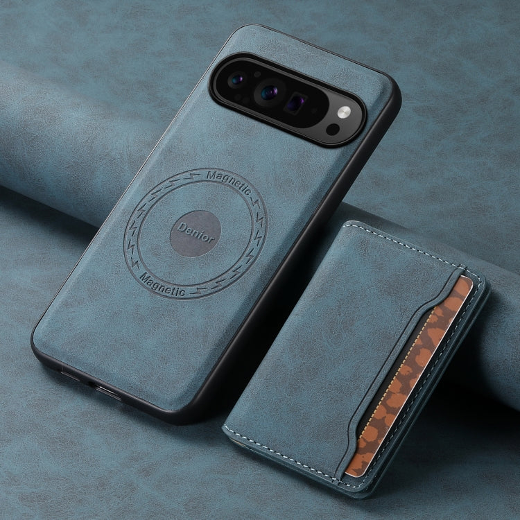 For Google Pixel 9 Pro Denior D13 Retro Texture Leather MagSafe Card Bag Phone Case(Blue) - free shipping - PMC TechLife - Order now!
