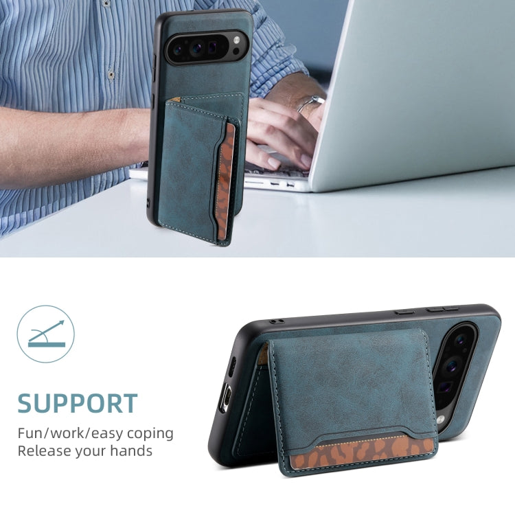 For Google Pixel 9 Pro Denior D13 Retro Texture Leather MagSafe Card Bag Phone Case(Blue) - free shipping - PMC TechLife - Order now!