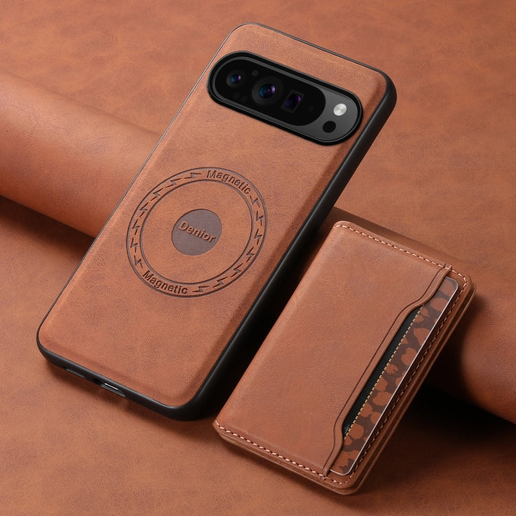 For Google Pixel 9 Pro Denior D13 Retro Texture Leather MagSafe Card Bag Phone Case(Brown) - Google Cases by Denior | Online Shopping South Africa | PMC Jewellery | Buy Now Pay Later Mobicred