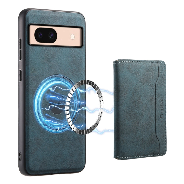 For Google Pixel 8a Denior D13 Retro Texture Leather MagSafe Card Bag Phone Case(Blue) - free shipping - PMC TechLife - Order now!
