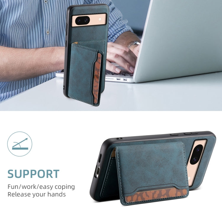 For Google Pixel 8a Denior D13 Retro Texture Leather MagSafe Card Bag Phone Case(Blue) - free shipping - PMC TechLife - Order now!